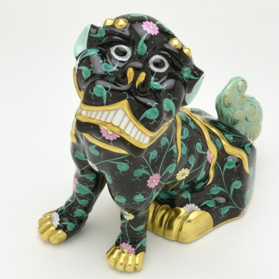 ヘレンド（HEREND） 狛犬(L)ペア 西安の黒・西安の赤 シノワズリ 磁器