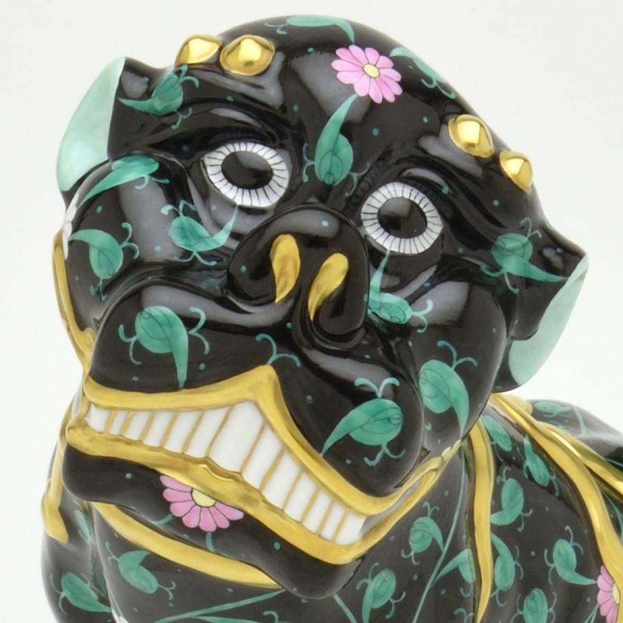 ヘレンド（HEREND） 狛犬(L)ペア 西安の黒・西安の赤 シノワズリ 磁器