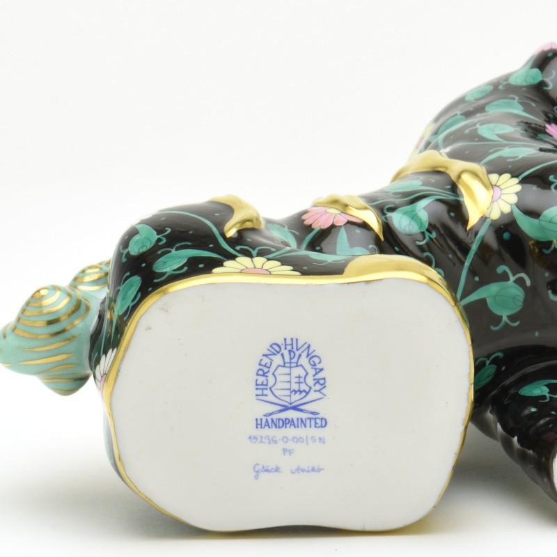 ヘレンド（HEREND） 狛犬(右足上げ) シノワズリ 西安の黒 マスター