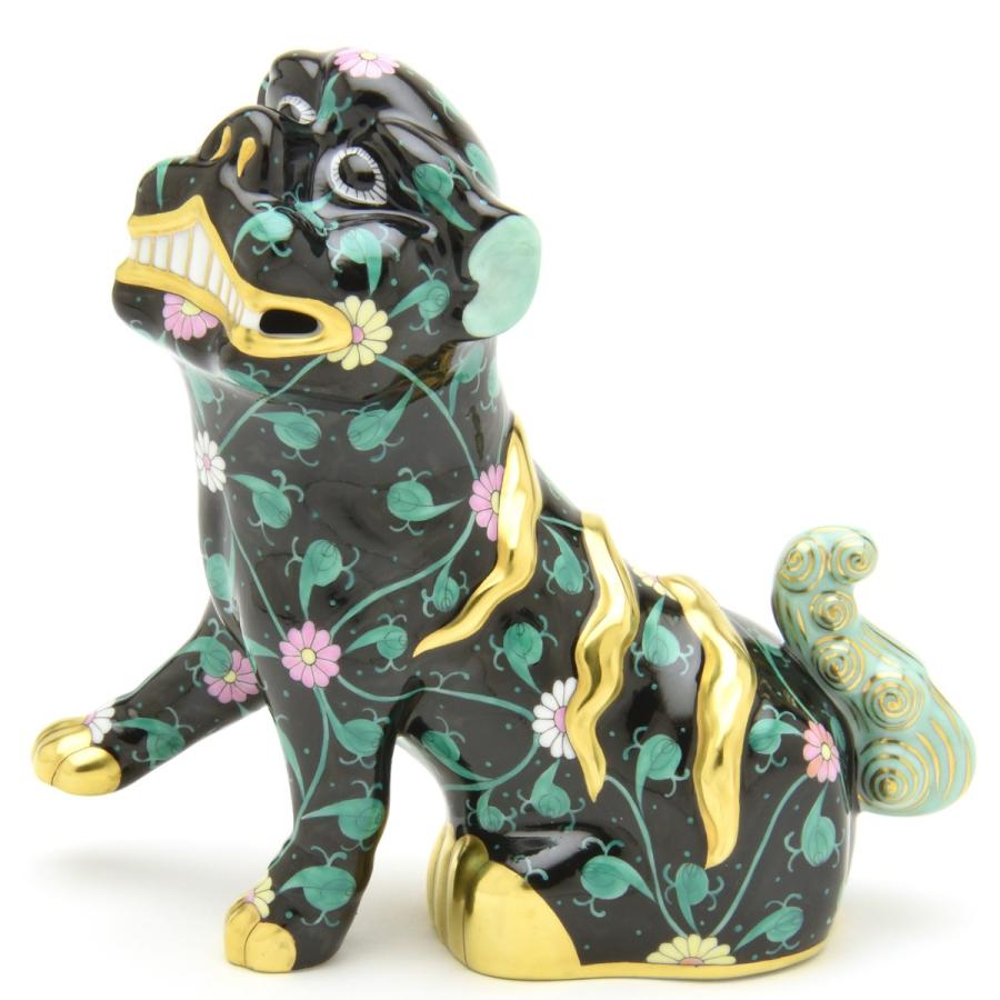 ヘレンド(Herend) 狛犬(高さ:15.5cm)右足上げ 西安の黒(05309/SN) マスターペインターのサイン入り ハンドメイド 置物 飾り物 送料無料 ギフト包装無料 新品の画像
