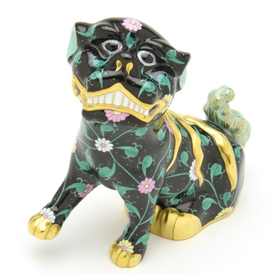 ヘレンド(Herend) 狛犬(高さ:15.5cm)右足上げ 西安の黒(05309/SN) マスターペインターのサイン入り ハンドメイド 置物 飾り物 送料無料 ギフト包装無料 新品の画像