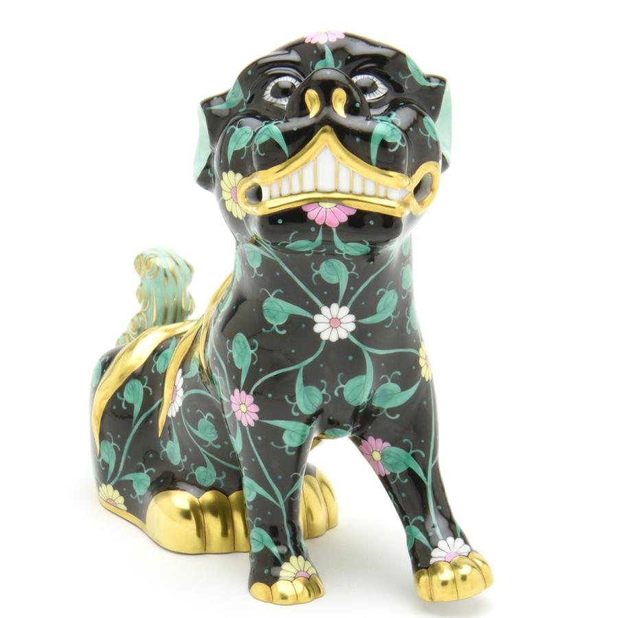 ヘレンド 狛犬 左足上げ シノワズリ 西安の黒 マスターペインターサイン入り Herend Morenotafurt Com