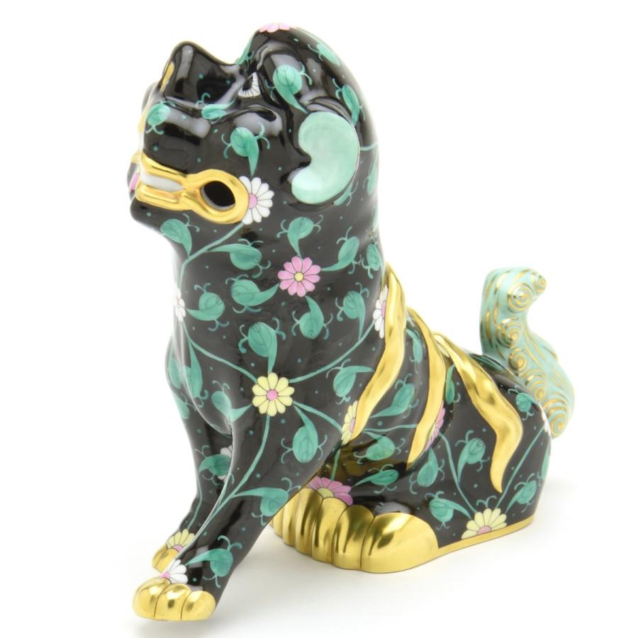ヘレンド(Herend) 狛犬(高さ:15.5cm)左足上げ 西安の黒(15296/SN)マスターペインターのサイン入り ハンドメイド 磁器 置物 飾り物 送料無料 ギフト包装無料 新品の画像