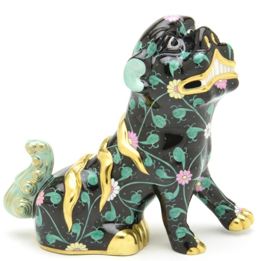 ヘレンド(Herend) 狛犬(高さ:15.5cm)左足上げ 西安の黒(15296/SN)マスターペインターのサイン入り ハンドメイド 磁器 置物 飾り物 送料無料 ギフト包装無料 新品の画像