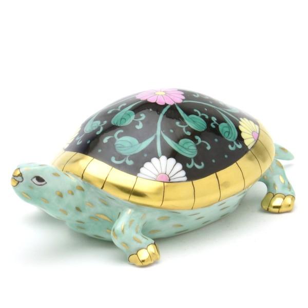 ヘレンド(Herend) 亀(長さ:10.5cm) 西安の黒(15302/SN) 手描き 磁器製