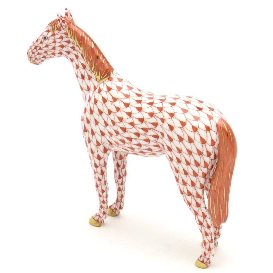 ヘレンド（HEREND） 馬 置物 赤色の鱗模様 手描き 磁器 フィギュリン