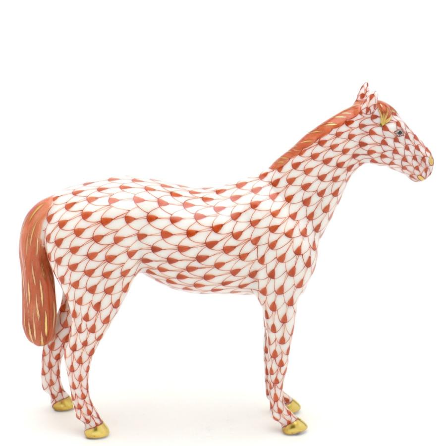 ヘレンド（HEREND） 馬 置物 赤色の鱗模様 手描き 磁器 フィギュリン