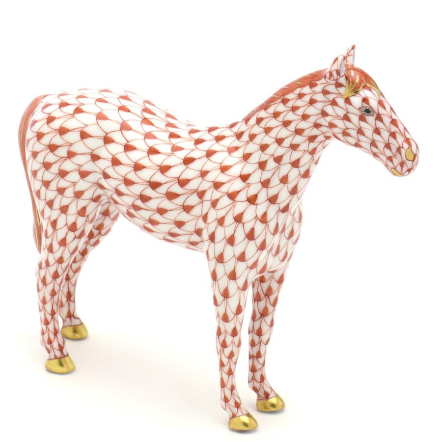 ヘレンド（HEREND） 馬 置物 赤色の鱗模様 手描き 磁器 フィギュリン