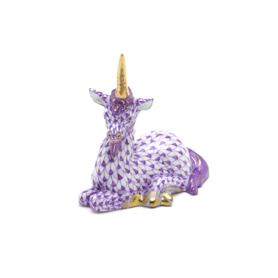 ヘレンド（HEREND） ユニコーン(高さ:8cm) 一角獣(15359/VHL)紫色の鱗 