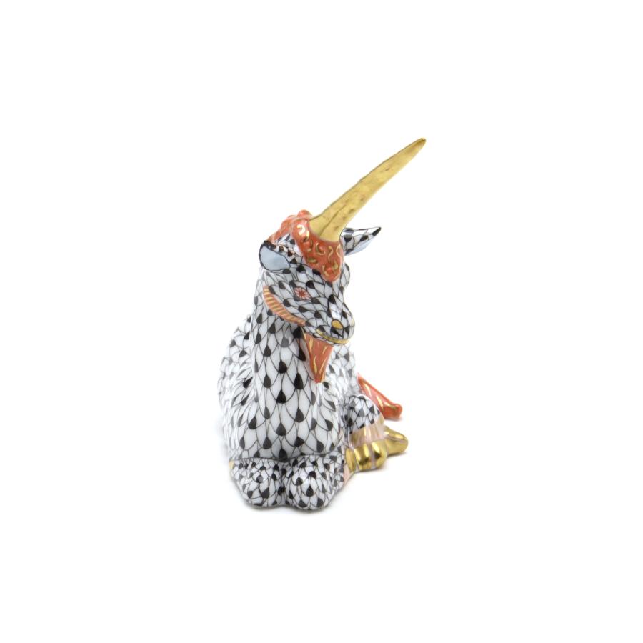 ヘレンド(HEREND)　ユニコーン　磁器置物 ヘレンド（HEREND） ユニコーン(高さ:8cm) 一角獣(15359/VHN)黒色の鱗