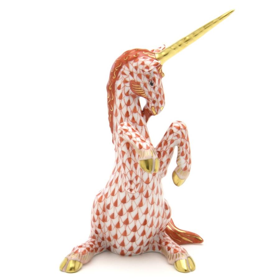 ヘレンド (Herend) 一角獣 ユニコーン 赤色の鱗模様 手描き フィギュリン 置物 飾り物