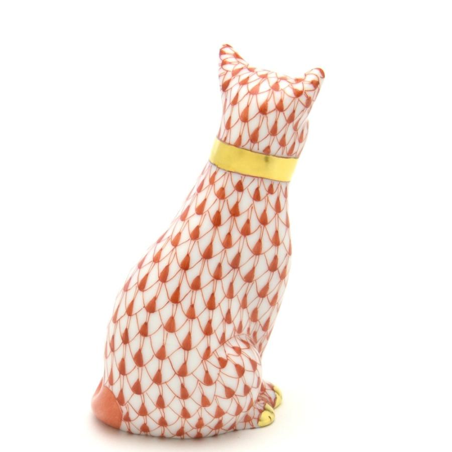 ヘレンド（HEREND） ねこ(高さ:8.5cm) リボンを付けた猫(15536/VH)赤色 