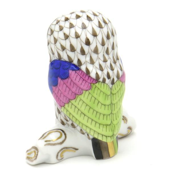 ヘレンド(Herend) フクロウ(高さ:5.7cm) 止まり木梟(15616/VHBR1)茶色の鱗模様 手描き 磁器製 置物 飾り物 送料無料 ギフト包装無料純正ボックス使用)【新品】