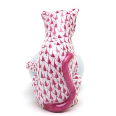 ヘレンド(Herend) ねこ置物(高さ:6.3cm) 猫と金魚鉢(15710/VHP)ピンクの鱗模様 手描き 磁器製 飾り物 オブジェ 送料無料 ギフト包装無料(純正ボックス使用) 新品_2