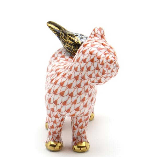 ヘレンド（HEREND） ネコ置物(長さ:8cm) 猫と小鳥(15711/VH+VHNMM)赤色