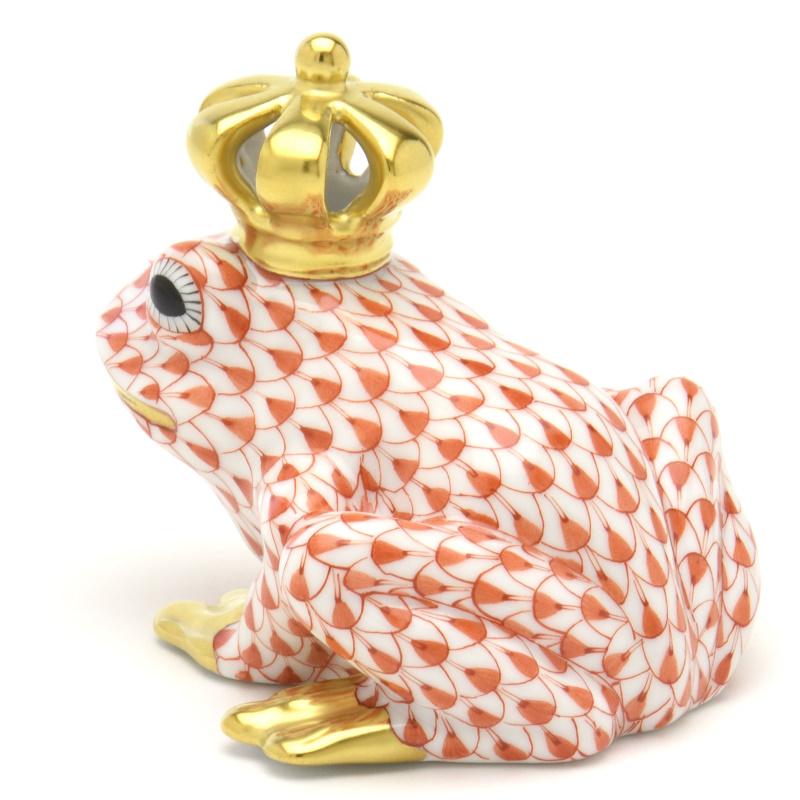 ヘレンド（HEREND） カエル置物(高さ:6.2cm) 透かし彫りの王冠を戴く蛙