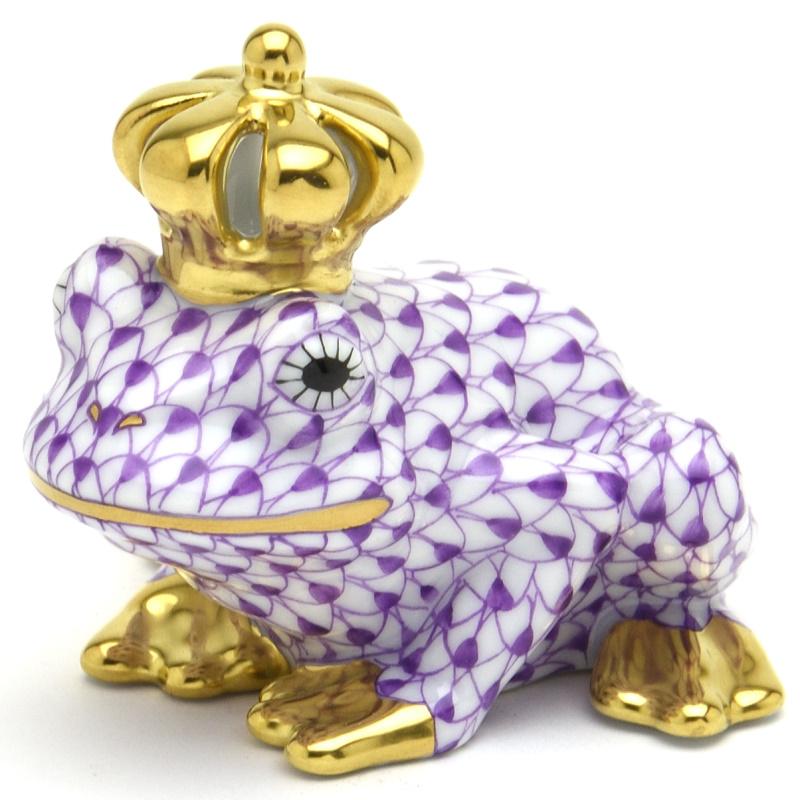 ヘレンド（HEREND） カエル置物(高さ:6.2cm) 透かし彫りの王冠を戴く蛙