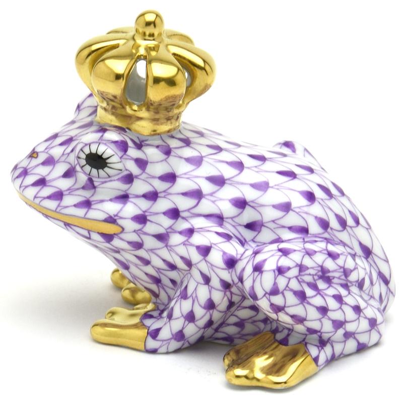HEREND　カエルの王様　置物 10000円~8500円(７時頃まで) ヘレンド（HEREND） カエル置物(高さ:6.2cm) 透かし彫りの王冠を戴く蛙