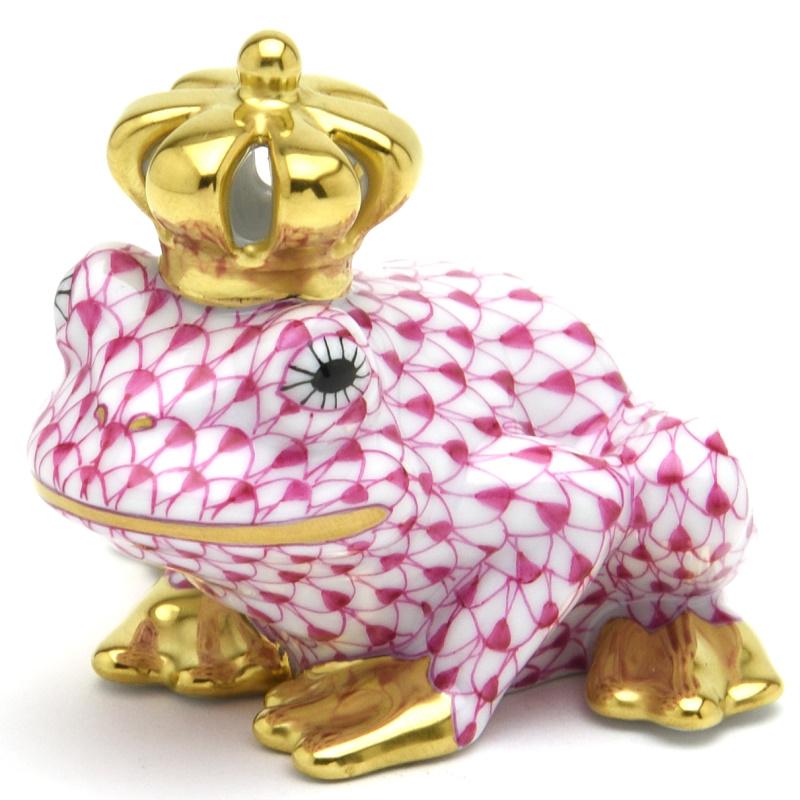 ヘレンド（HEREND） カエル置物(高さ:6.2cm) 透かし彫りの王冠を戴く蛙
