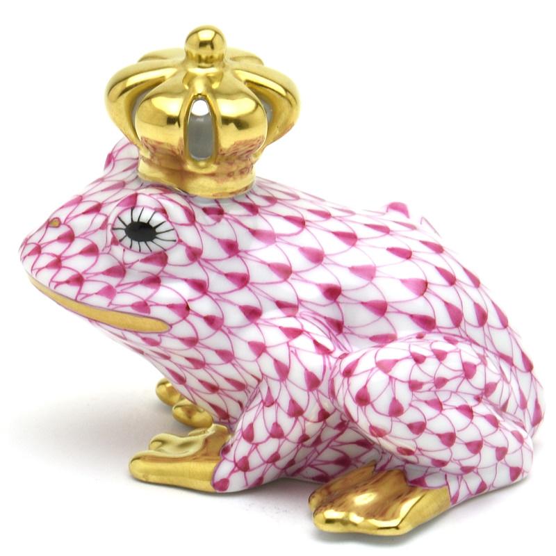 ヘレンド（HEREND） カエル置物(高さ:6.2cm) 透かし彫りの王冠を戴く蛙