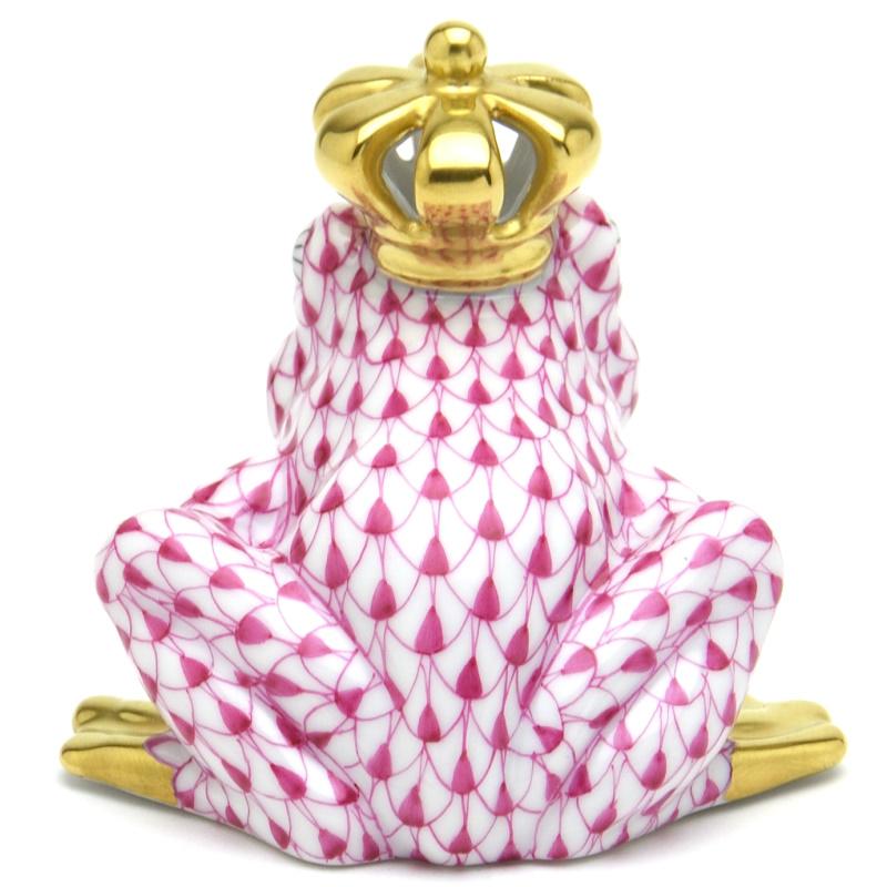 ヘレンド（HEREND） カエル置物(高さ:6.2cm) 透かし彫りの王冠を戴く蛙