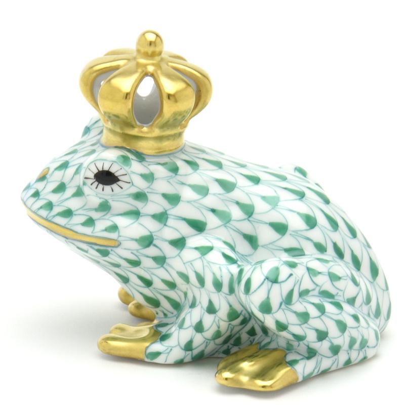 ヘレンド カエルの置物 陶器製 ヘレンド（HEREND） カエル置物(高さ:6.2cm) 透かし彫りの王冠を戴く蛙