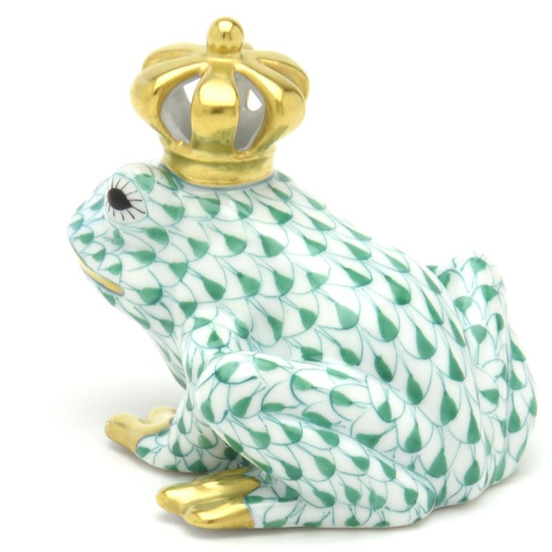 ヘレンド（HEREND） カエル置物(高さ:6.2cm) 透かし彫りの王冠を戴く蛙