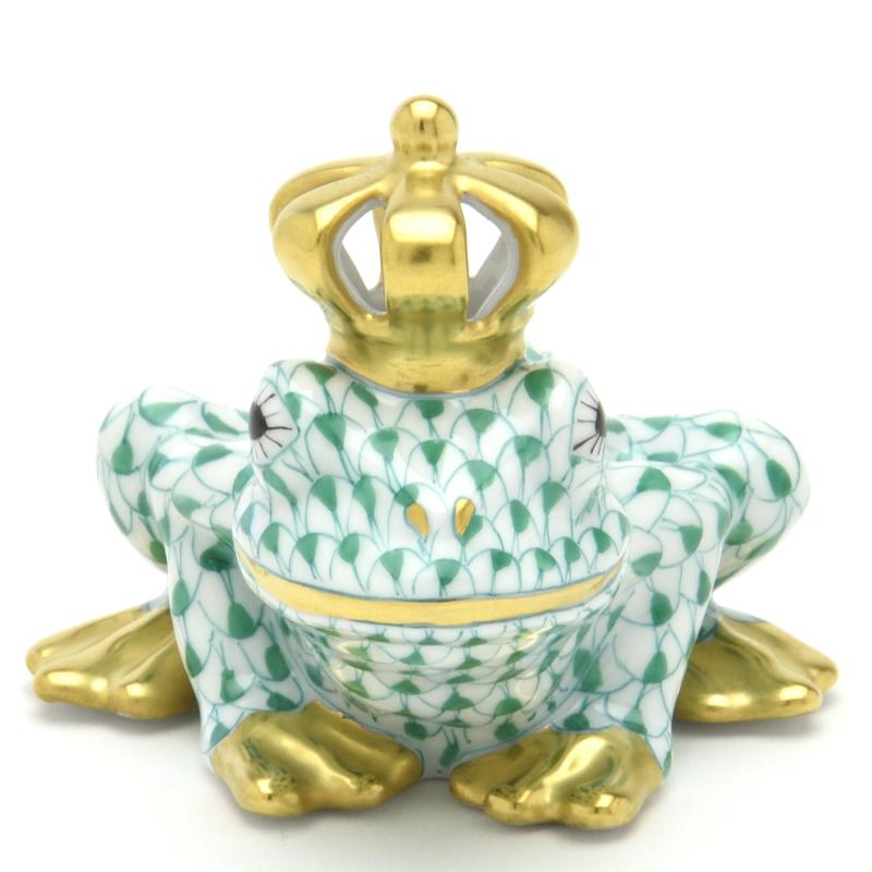 ヘレンド（HEREND） カエル置物(高さ:6.2cm) 透かし彫りの王冠を戴く蛙