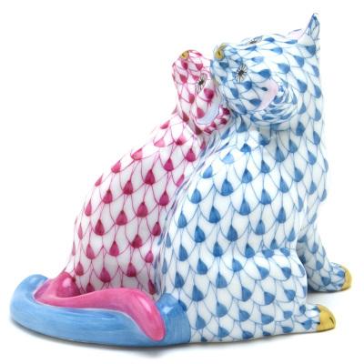 ヘレンド(Herend) ねこ置物(高さ:7cm) 二匹の子猫(15826/VHTQ+VHP)ターコイスブルーとピンクの鱗模様 飾り物 送料無料 ギフト包装無料(純正ボックス使用) 新品_2