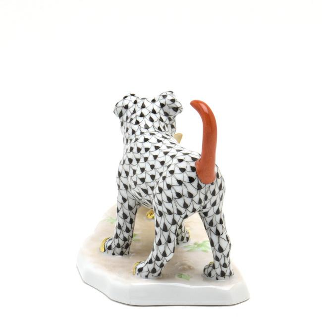 ヘレンド(Herend) 犬と子猫(長さ:13cm)ドッグ＆キャット(15829/VHN+VHJ)黒色と黄色の鱗模様 磁器製 飾り物 送料無料 ギフト包装無料(純正ボックス使用)【新品】_7