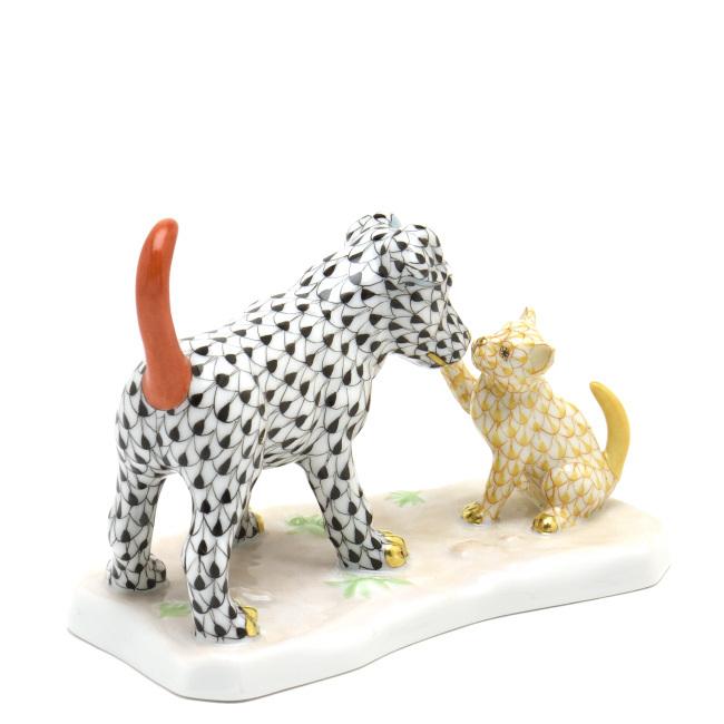 ヘレンド(Herend) 犬と子猫(長さ:13cm)ドッグ＆キャット(15829/VHN+VHJ)黒色と黄色の鱗模様 磁器製 飾り物 送料無料 ギフト包装無料(純正ボックス使用)【新品】_8