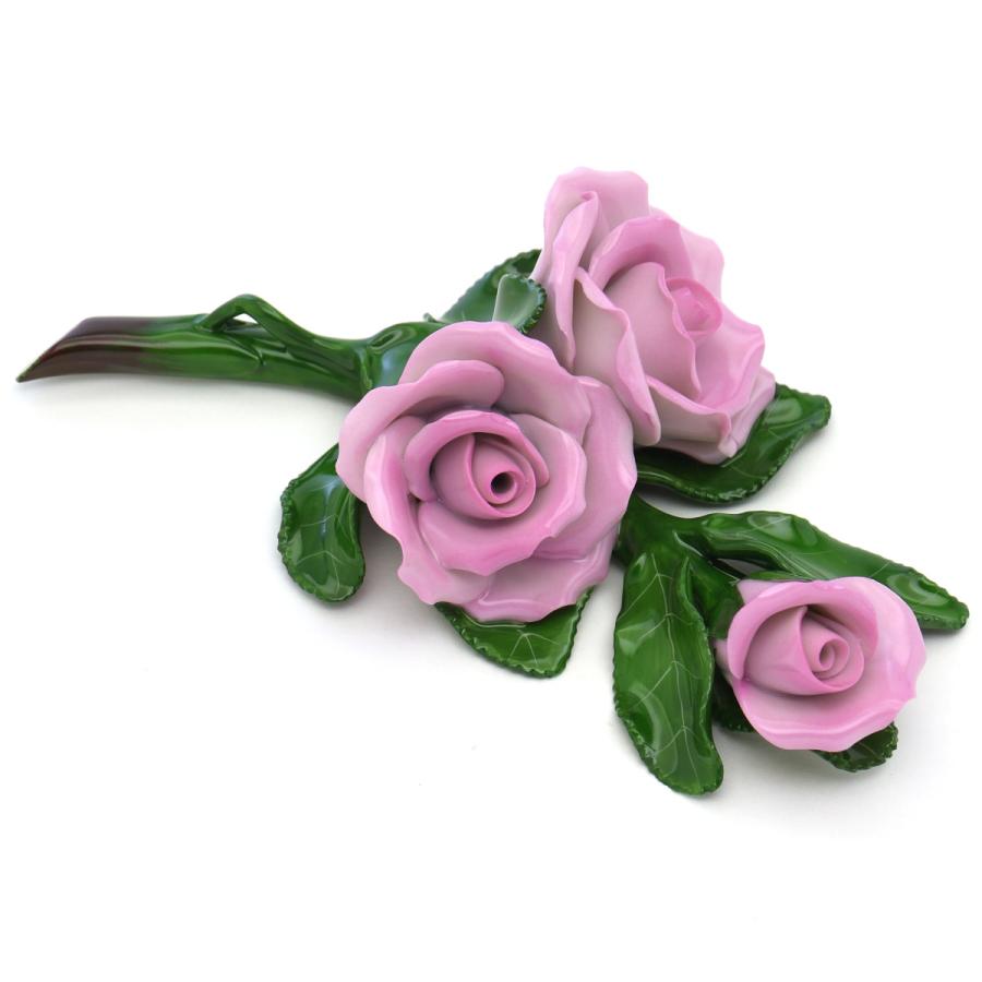 ヘレンド（HEREND） オブジェ 飾り物 薔薇(ピンク) ハンドメイド