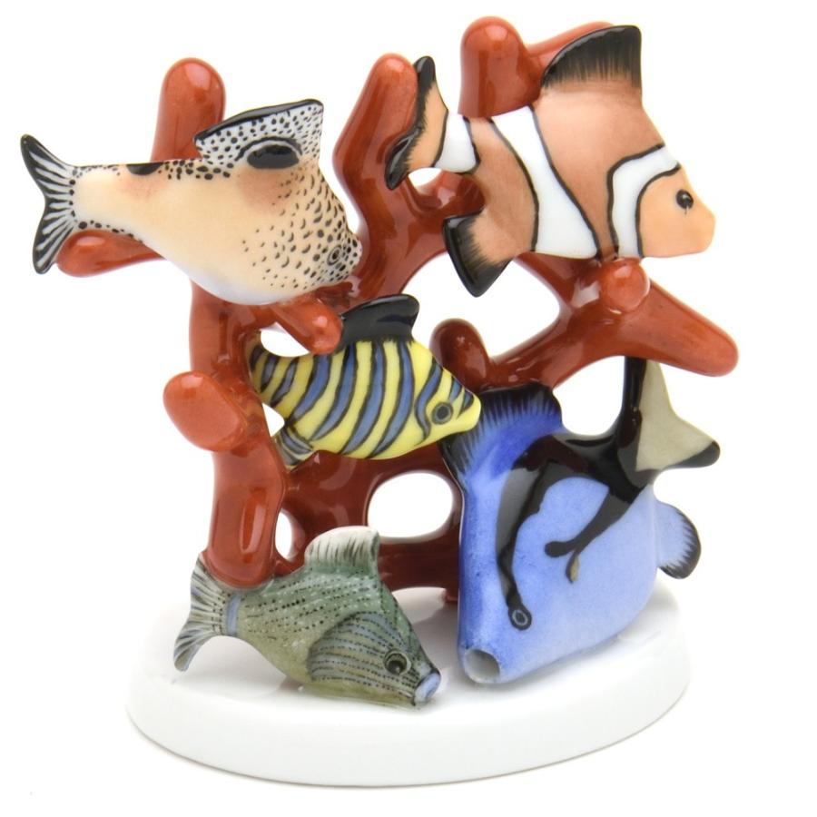 ヘレンド(Herend) さかな＆サンゴ(高さ:8cm) 珊瑚礁の魚達(05256/CD) ハンドメイド 手描き 磁器製 置物 飾り物 送料無料 ギフト包装無料(純正ボックス使用) 新品の画像