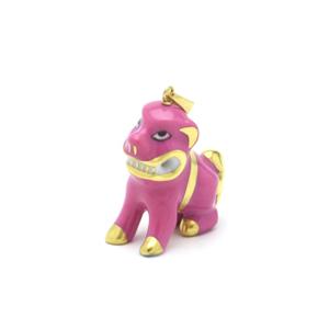 ヘレンド（HEREND） ペンダントトップ 狛犬(15503/C-P)ピンク 手描き