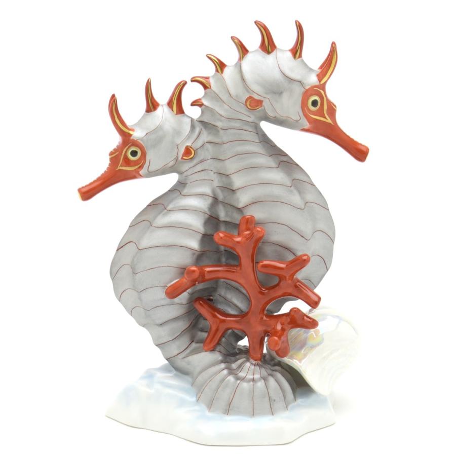 HERENDヘレンドフィギュリンたつのおとしごタツノオトシゴ竜の落とし子青未使用 ヘレンド（HEREND） 置物 タツノオトシゴ 飾り物 フィギュリン 竜の