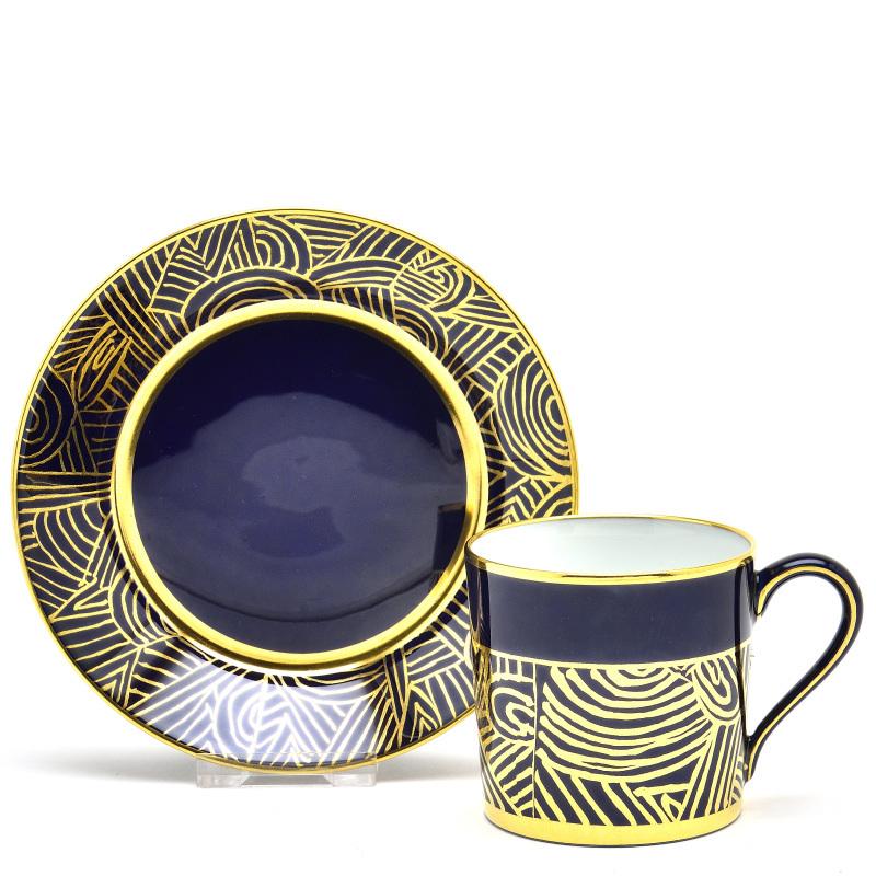 セーブル コーヒーカップ リトロン 24K金彩(Elina) ファットブルー