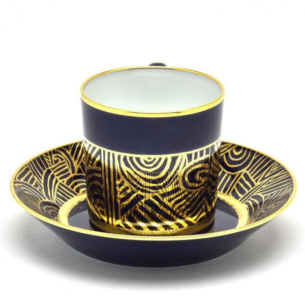 セーブル コーヒーカップ リトロン 24K金彩(Elina) ファットブルー