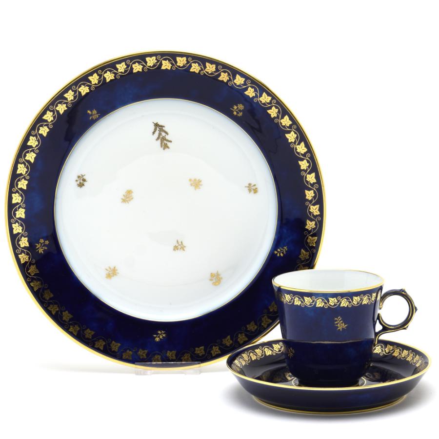 専門ショップ セーブル(Sevres) コーヒーカップ+デザート皿(3pc) 金彩装飾(No.100) ペイル カップ、ソーサー