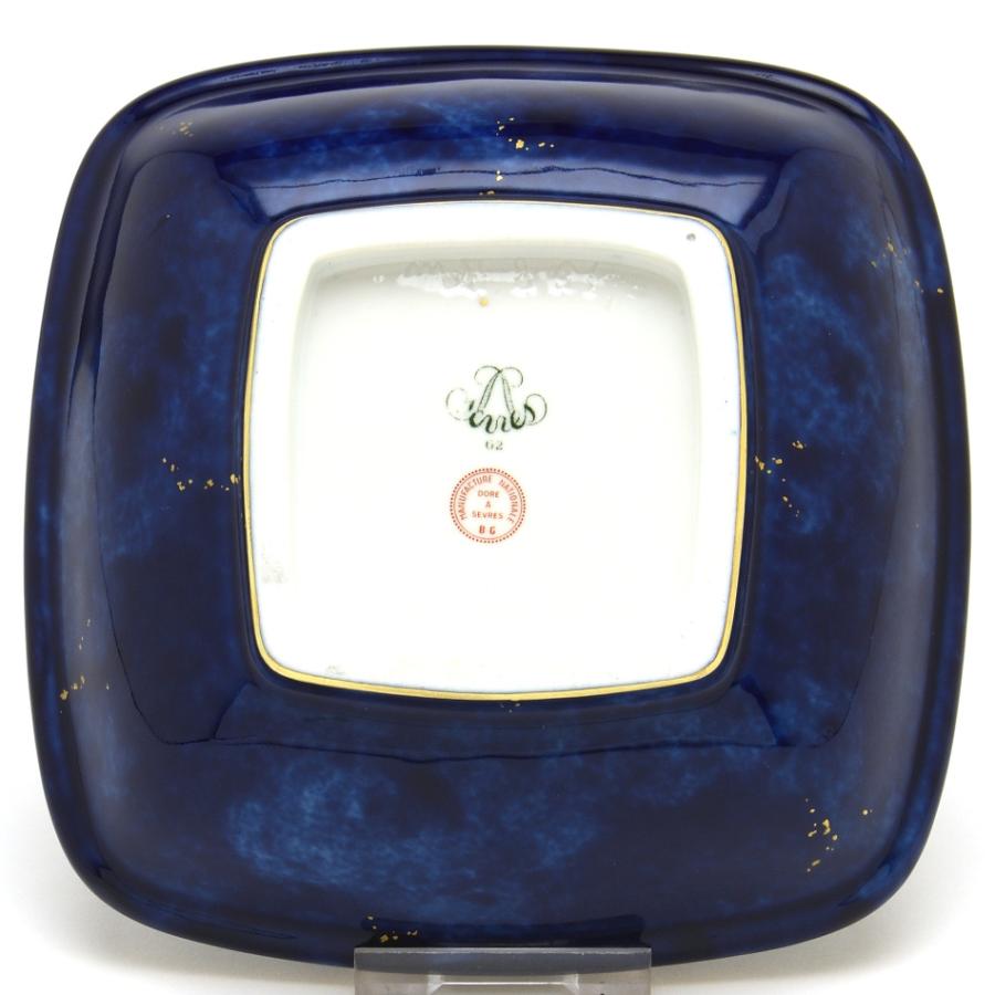 セーブル(Sevres) 角形深皿(幅:13.5cm) キューペル ダニエル(6) セーブルブルー雲模様(24K金彩散らし)【フランス国立セーブル製陶所から直輸入】送料無料 新品の画像