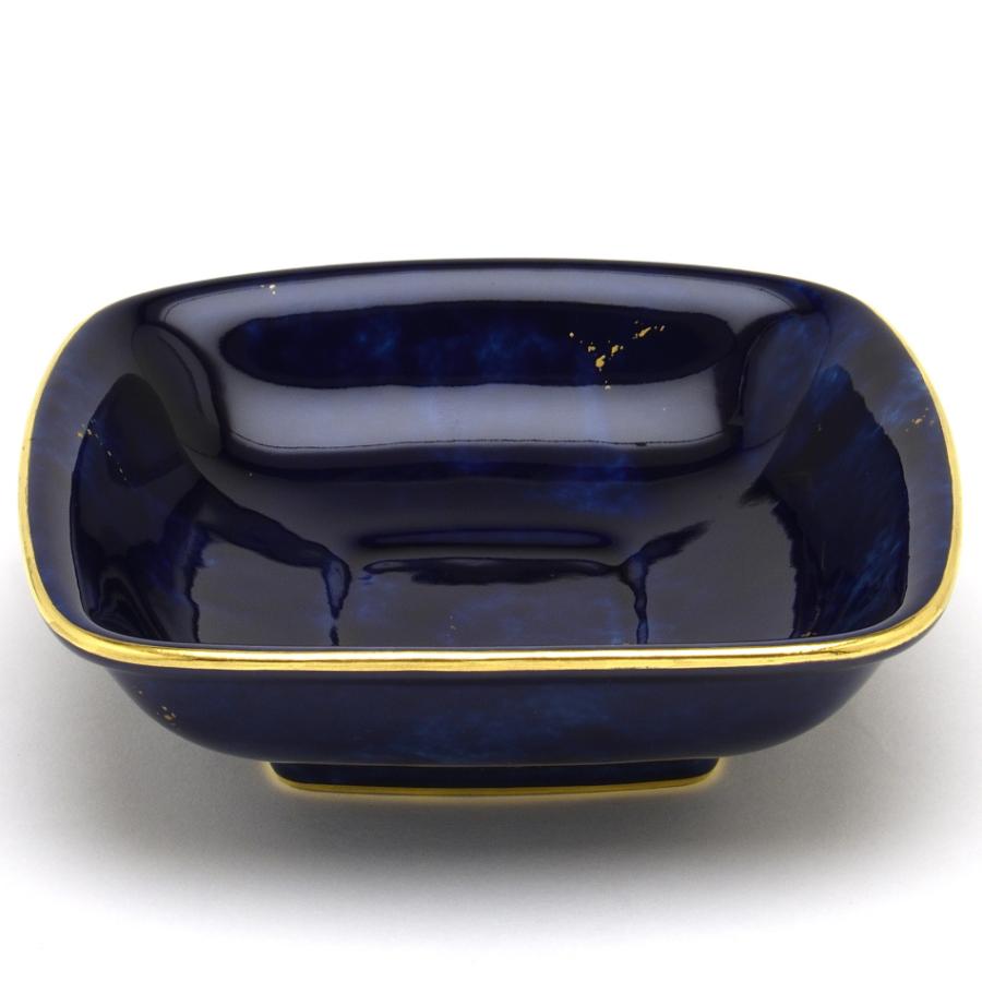 セーブル(Sevres) 角形深皿(幅:13.5cm) キューペル ダニエル(6) セーブルブルー雲模様(24K金彩散らし)【フランス国立セーブル製陶所から直輸入】送料無料 新品の画像