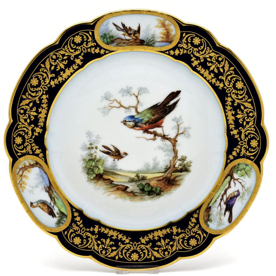 セーブル(Sevres) 絵皿(直径:25cm) 鳥たちのデュプレシス(K-38) 24K 