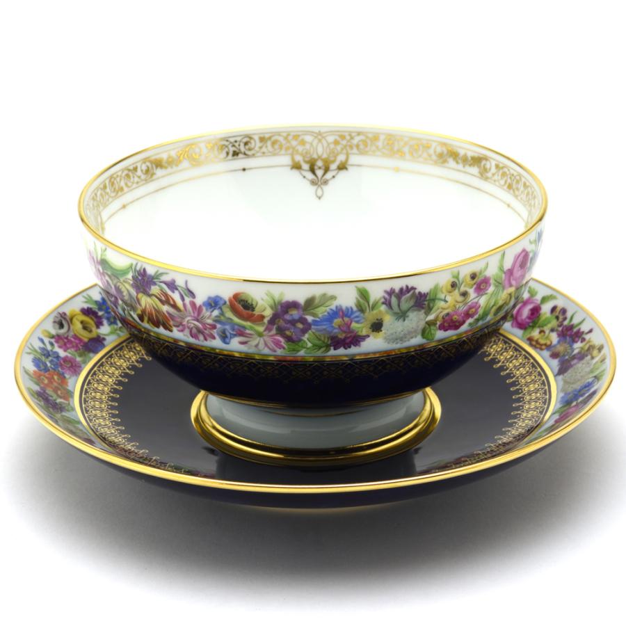 セーブル ディナー皿 24K金彩(No.189-エルメス) ファットブルー