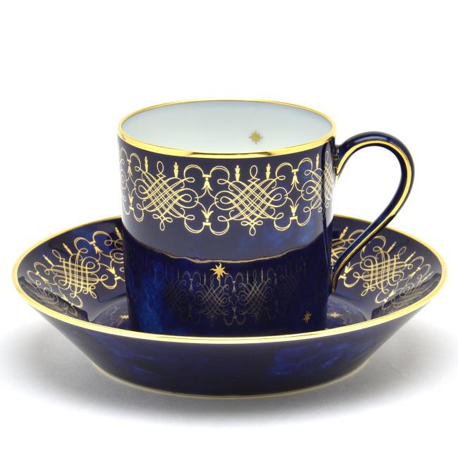 SEVRES セーブルブルー リボンと星 プレート 26cm 箱付 セーブル(Sevres) コーヒーカップ(250cc)+デザート皿(20cm)(6pc)セット