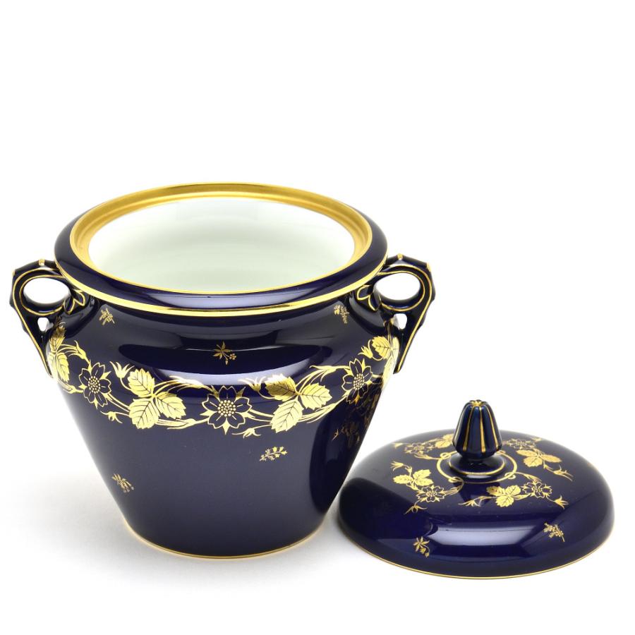 推奨セーブル(Sevres) 蓋付きボックス ペイル ファットブルー 金彩装飾