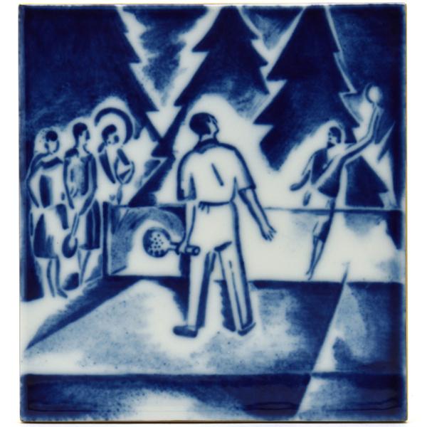 使い勝手の良い 一点物 超希少 世界に一つ セーブル Sevres 陶板画 手描き タイルタブルー テニス図 その他美術 工芸品 Vesismin Com