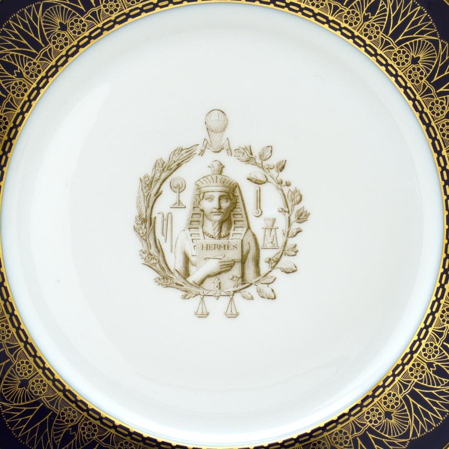 セーブル ディナー皿 24K金彩(No.189-エルメス) ファットブルー