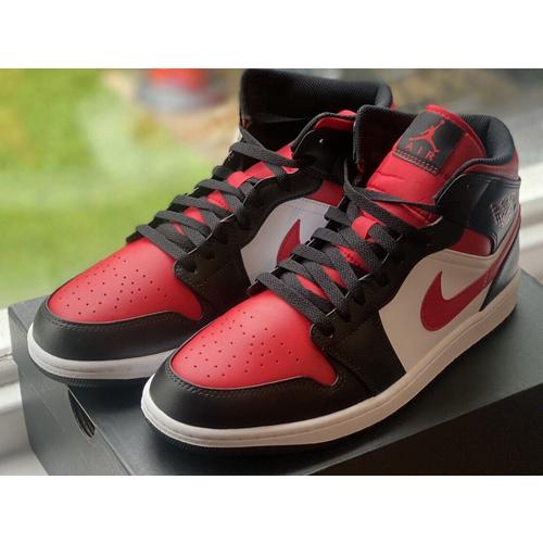 27.5cm 554724-079 AIR JORDAN 1 MID Black Fire Red White エア 
