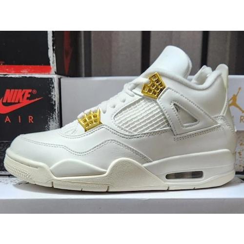 22cm AQ9129-170 WMNS AIR JORDAN 4 RETRO White & Gold ウィメンズ 