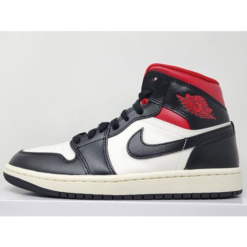 25.5cm BQ6472-061 WMNS AIR JORDAN 1 MID Black Sail Gym Red  