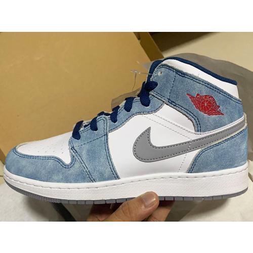 22.5cm DR6235-401 AIR JORDAN 1 MID SE GS French Blue White Grey  
